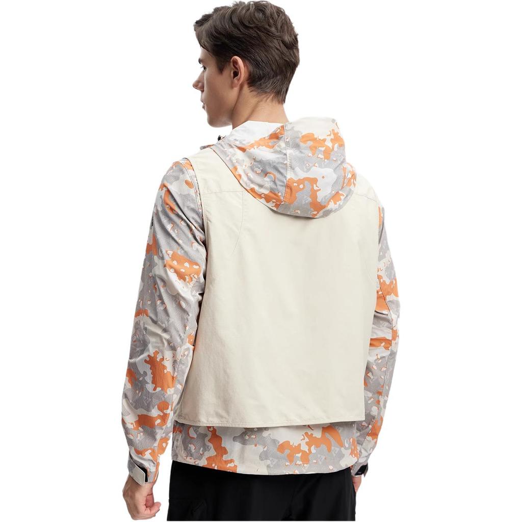 FILA Fleece Woven Loose Color Block Denim Jacket Men Jackets Rice-Color A11M417706FBG