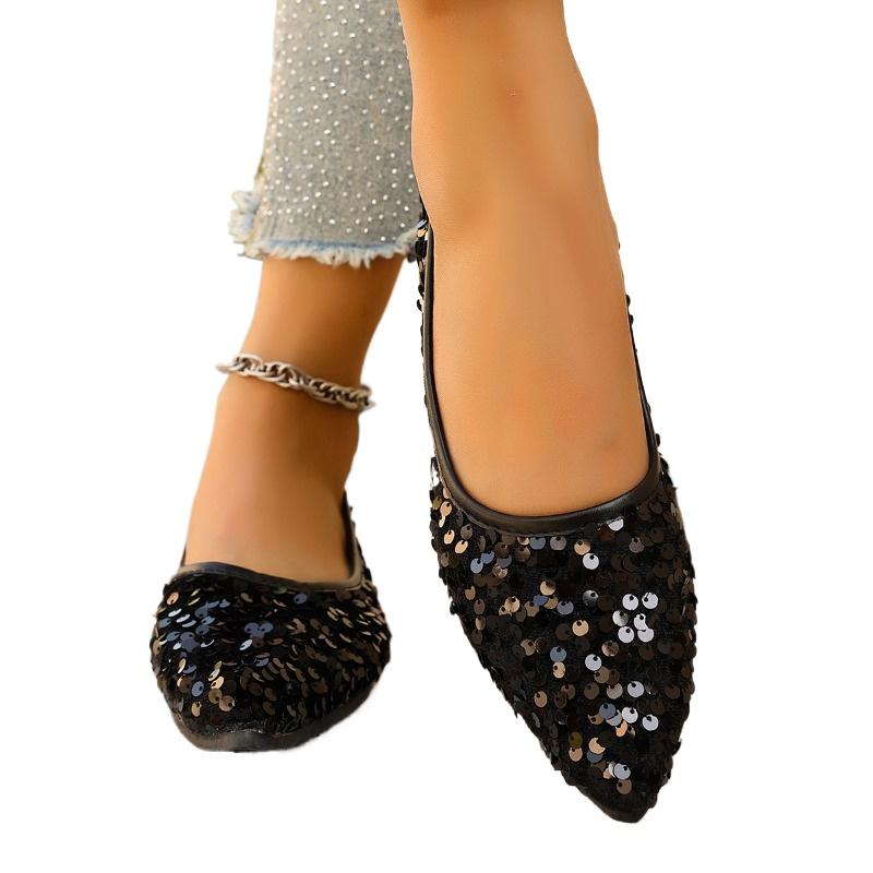 Fashion Ladies Shoes 2025 Fashion Shallow Women's Flats New Sequins Daily Hot Sale Comfortable Best Seller Plus Size Flat Low Heels
