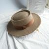 French Retro Elegant Mocha Oat Mixed Camel Flat Top Top Hat Women'S Autumn And Winter British Wool Felt Foreign Trade