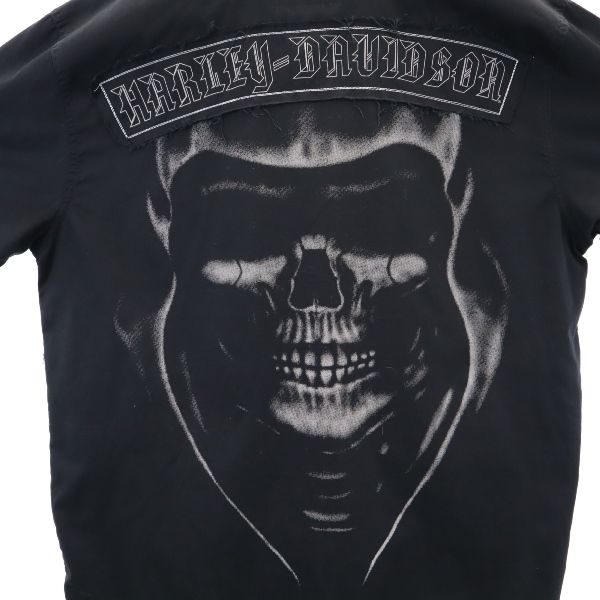 HARLEY DAVIDSON Back print Short sleeve Button down shirt L Black series Men's Used