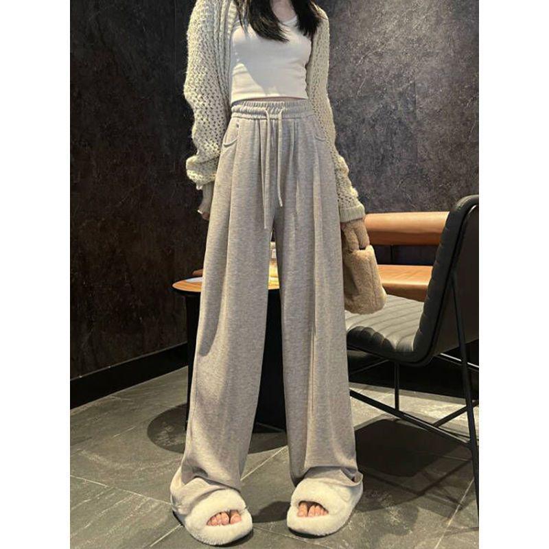 

Petite Women s High-Waisted Velvet Pants: Thick, Glutinous Rice Texture, Casual, Slimming, Loose, Straight & Wide Leg, Floor-Length for Autumn/Winter. S 80-95 lbs