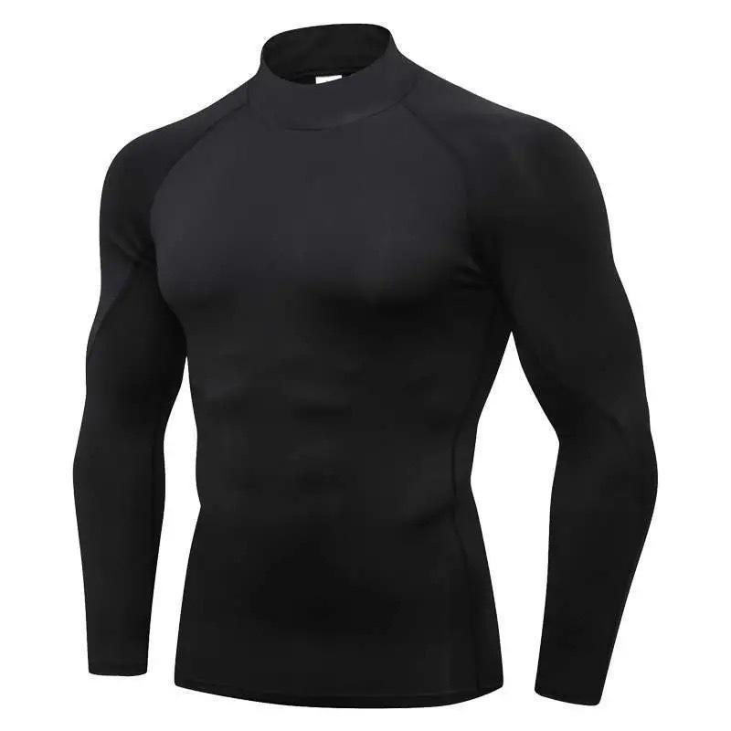 Pánské rychleschnoucí sportovní legíny s rolákem - Vysoce elastický top s dlouhým rukávem pro fitness a trénink