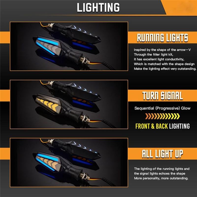 Double Side Flowing Turn Signal Lights Built-in Relay Sequential Flashing Blinker Lamp 12V Motorcycle LED Turn Signal Light
