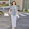 Elegant Chiffon Short-Sleeve Top for Middle-Aged & Elderly Women - Chinese Style Summer Shirt