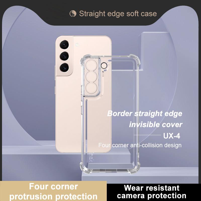 

For Samsung Galaxy S22 5G Case Straight Frame Four Corner Shockproof Clear TPU Cover Style A