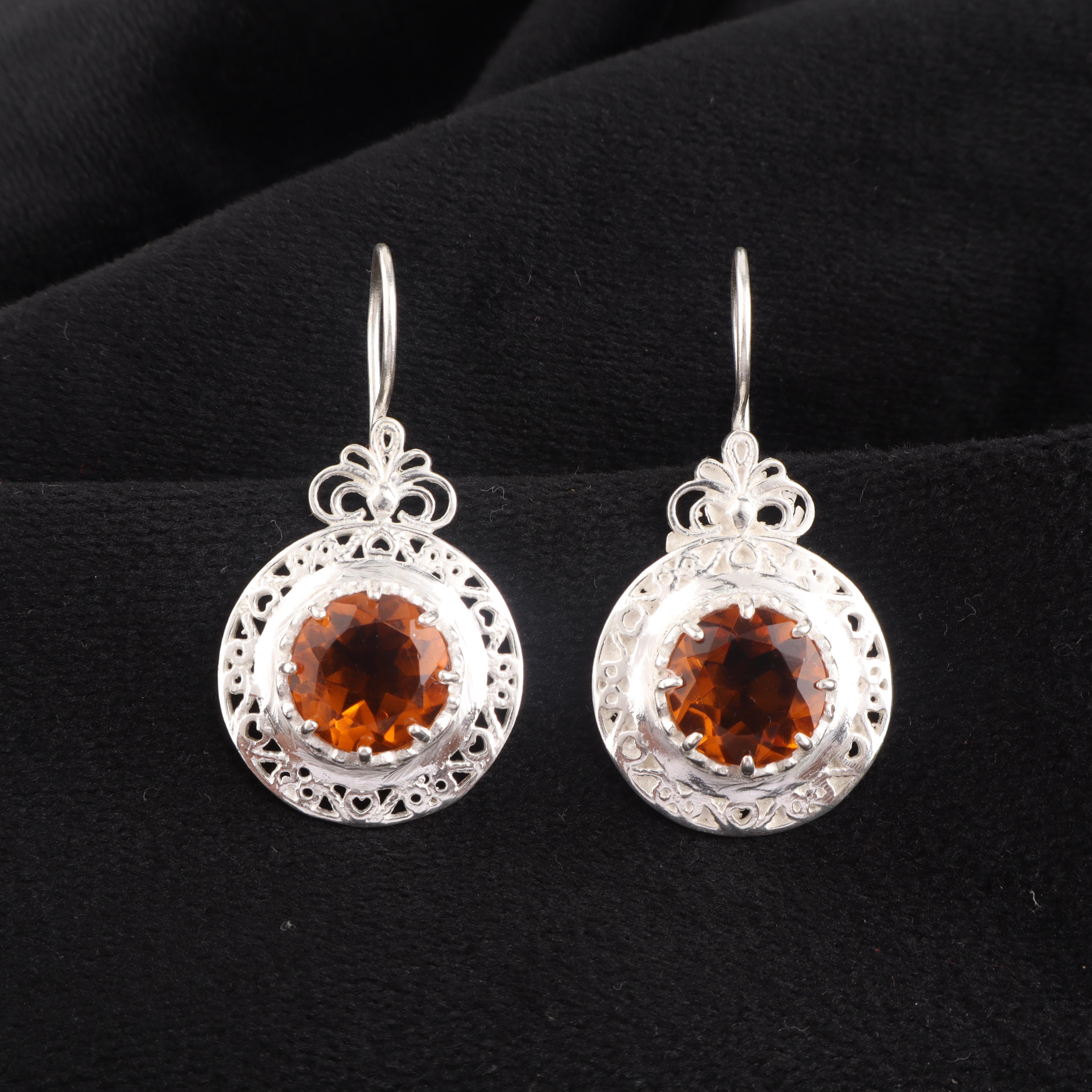 

Citrine Gemstone Silver Earring 1.5 , 925 Sterling Silver Jewelry, November Birthmonth Jewelry, Thanksgiving Gift For Wife CE-25-8