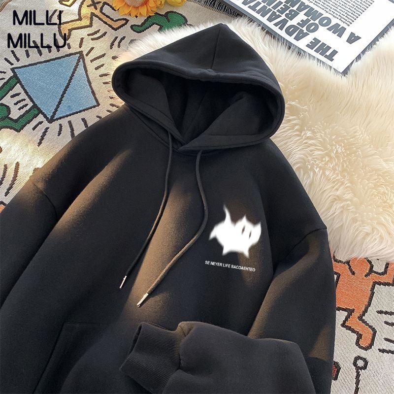 Hoodie Women's Trendy Brand Versatile Hong Kong Style High Street American Printed Top Autumn and Winter Coat