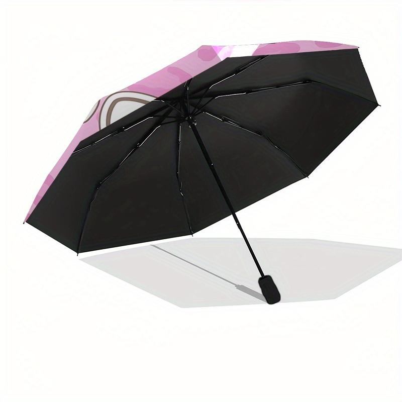 Hello Kitty, Pink Leopard Print Automatic Opening and Closing Parasol Compact Travel Umbrella with 8 Ribs for Women and Men Ideal Birthday/C