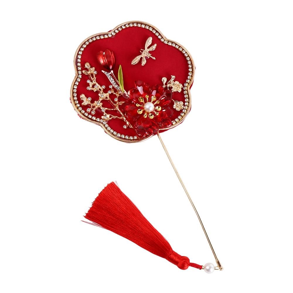 Mini evantai chinezesc în stil chinezesc cu ciucuri pandantiv Evantai de grup pentru mirese Evantai chinezesc antic vintage Nuntă chinezească