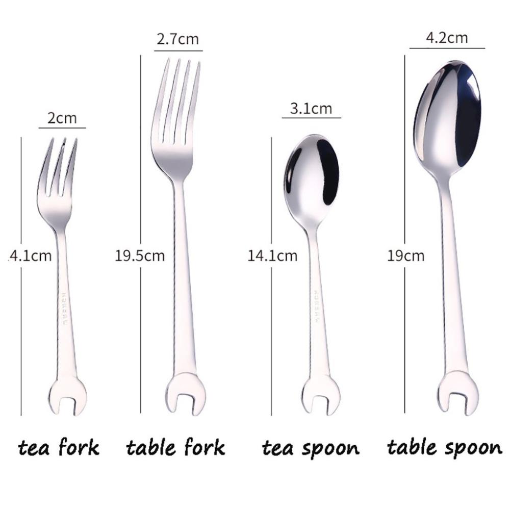 Stainless Steel Wrench Shape Smooth Edge Kitchen Accessories Home Cutlery Tableware Dinner Spoon