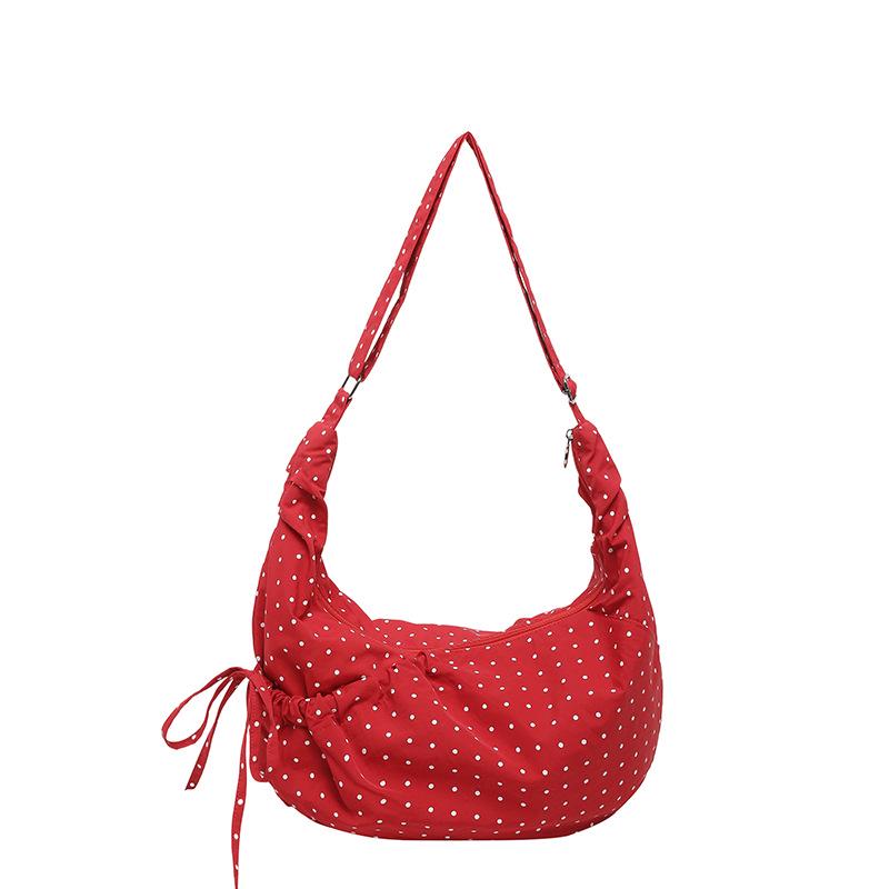 Borsa a Spalla da Donna in Tela a Pois di Grande Capacità - 2026 Elegante Borsa a Tracolla Casual per l'Uso Quotidiano