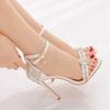 Fashion Shallow Sandals For Women Rhinestone Buckle Strap PU 9.5CM Thin Heels Party Dress Fashion Women Pumps Zapatos De Mujer