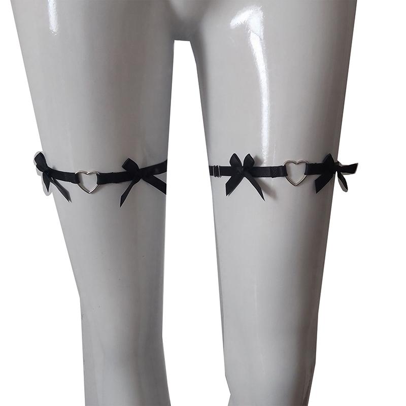 Sexy Schleife Oberschenkel Bein Gurt Strumpfhalter, Verstellbares Gothic Hüftgeschirr für Halloween Valentinstag Kostüm