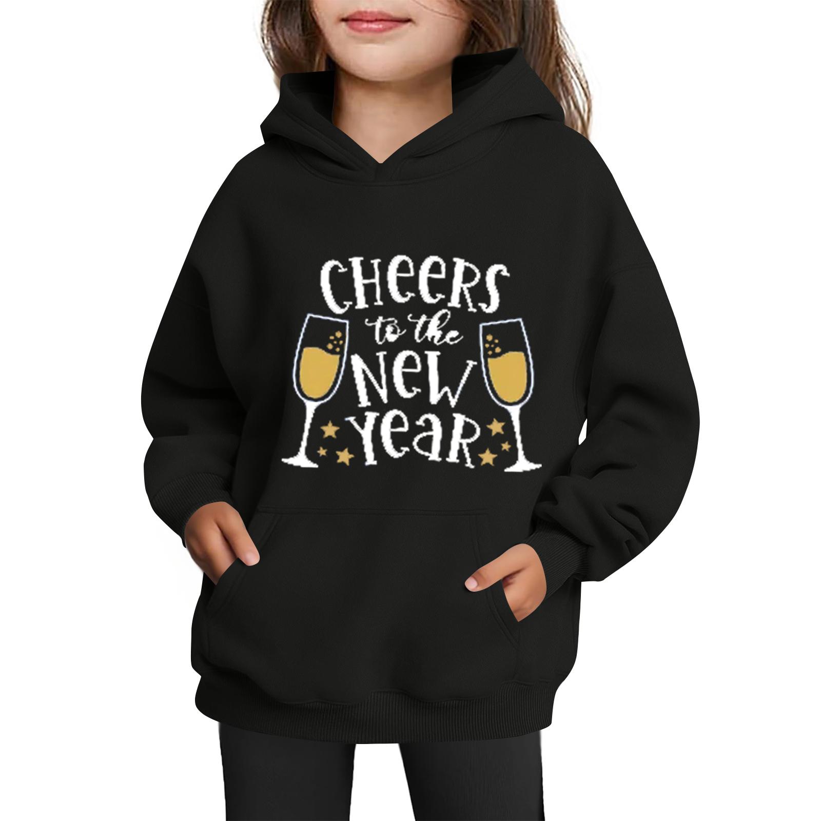 

Толстовки для девочек-подростков Худи с длинным рукавом на шнурке Пуловер Милое принтованное Худи оверсайз Рождество 110 чёрный