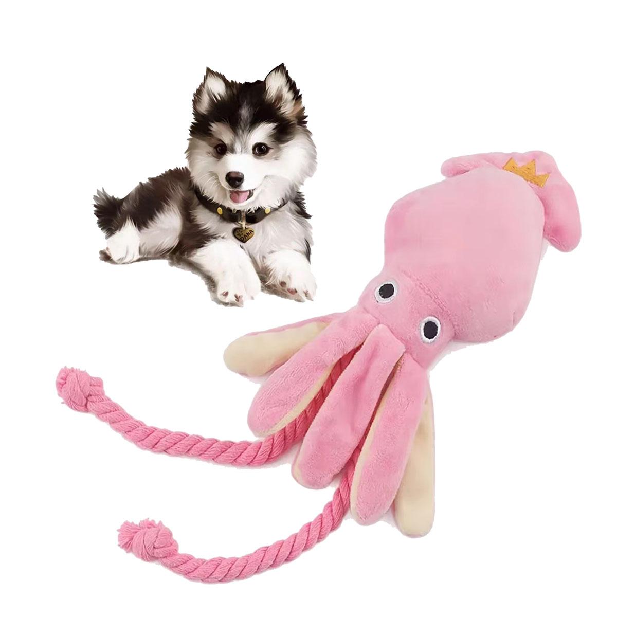 

Pet Squid Chew Toy Lovely Pink Teeth Cleaning Pet Octopus Plush Toys Bite-resistant Fun And Interactive Toys Supplies