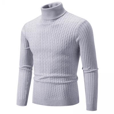 Ny Herre Genser med Høy Hals Ensfarvet Pullover Strikket Varm Casual Turtleneck Sweatwear Herre Vinter Utendørs Topper