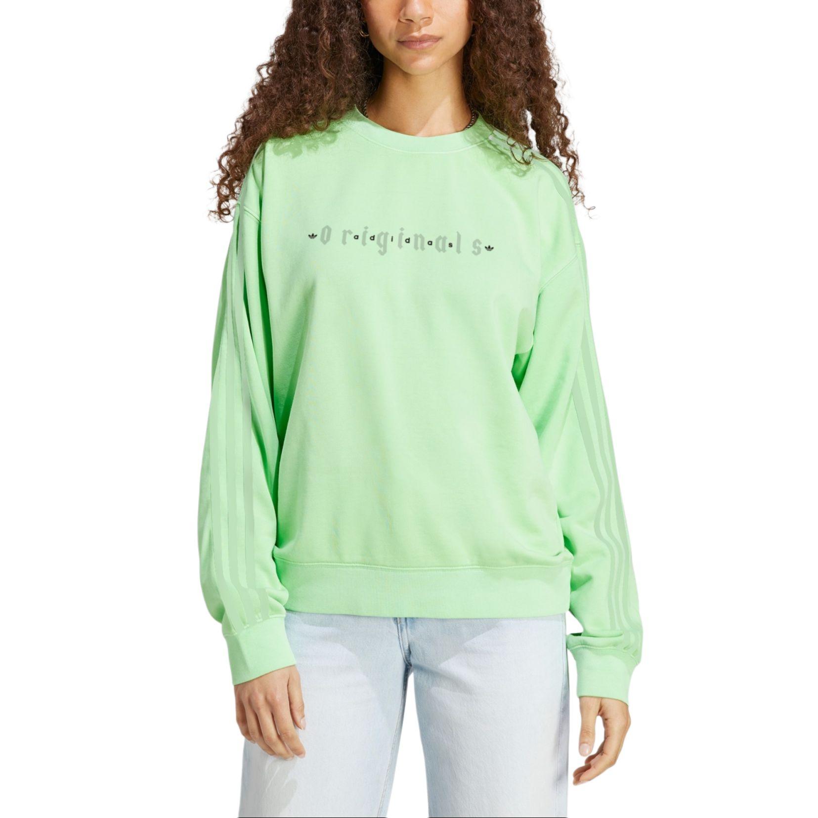 

Adidas Originals Толстовка с круглым вырезом и вышитым логотипом в виде трилистника по бокам, женские топы, мятно-зеленый IP7132 XS