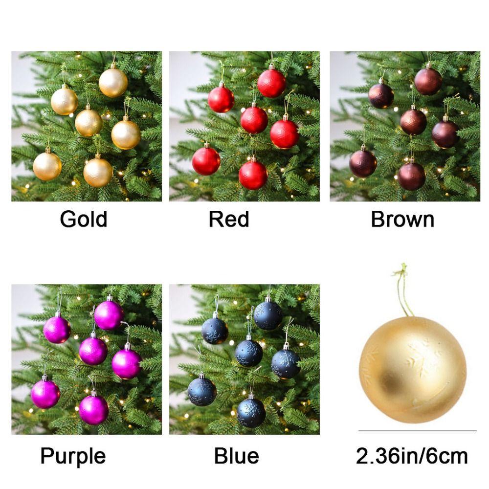 6Pcs 6cm Mirrored Christmas Balls Red/Blue Christmas Tree Pendants Christmas Hanging Balls  Gift