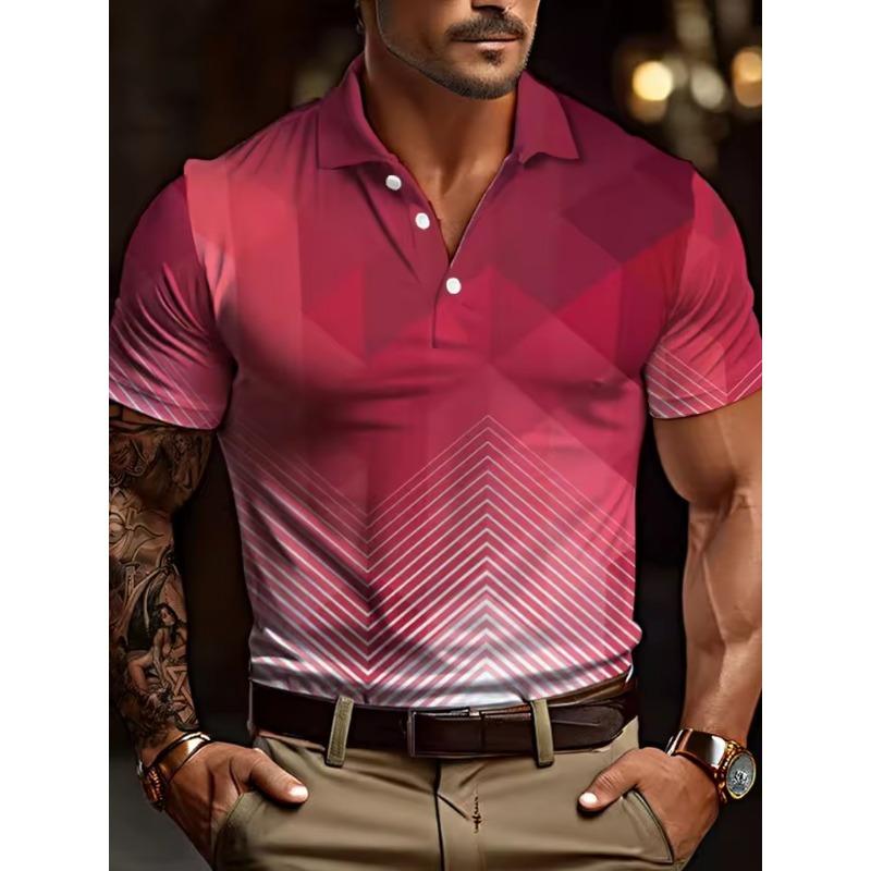 Summer Block Geometry Graphic Men's Polo Shirts 3d Printed Men's Clothing Casual Short Sleeve Loose Oversize Shirt Senior Tops