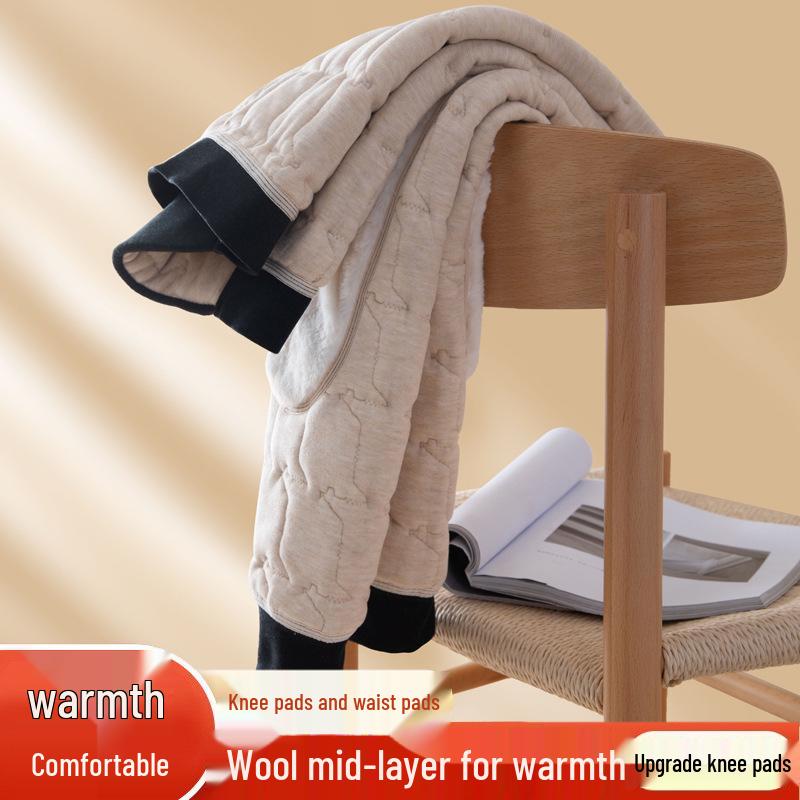 Men's High Waist Extra Thick Thermal Wool Pants with Fleece Lining for Winter