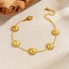 Gold Plated Sunflower Jewelry Set Necklace Bracelet Earrings for Women Stainless Steel