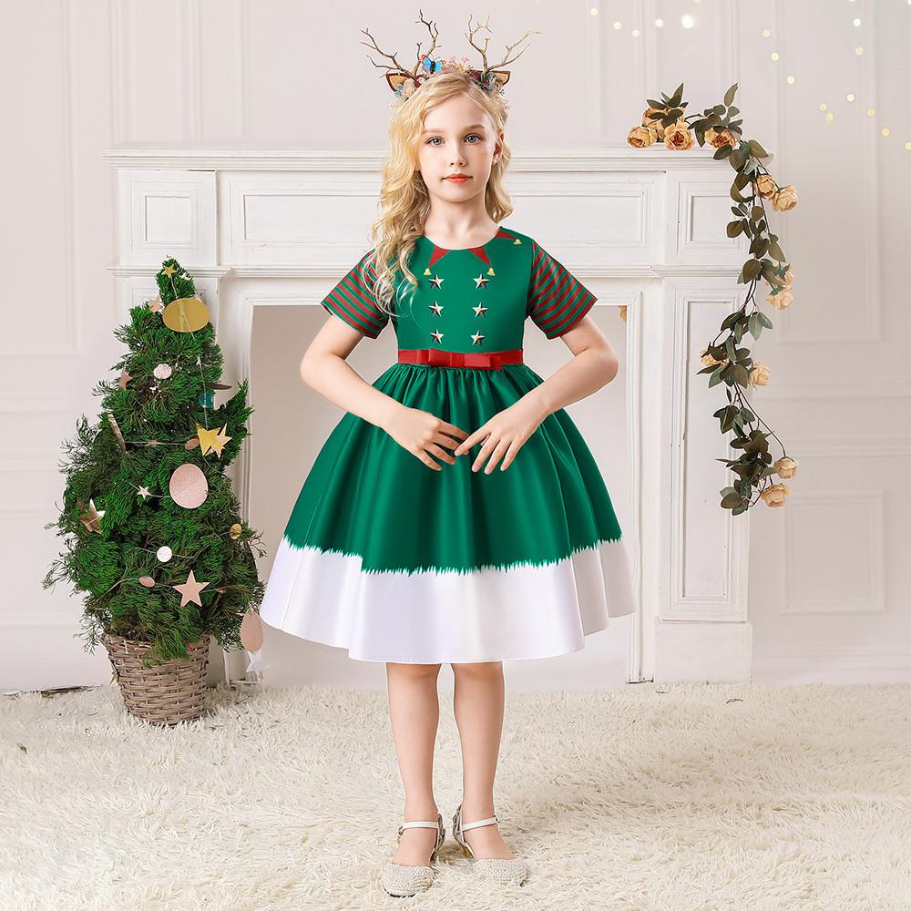 Kids Girls Santa Claus Xmas Snowman Princess Dress Children Christmas New Year Cosplay Costumes Kindergarten Performance Role Play Outfit