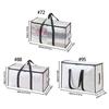 Sturdy Net Handle Storage Bag See-Through Oversized Waterproof Pattern for Seasonal Clothes Bedding Organization