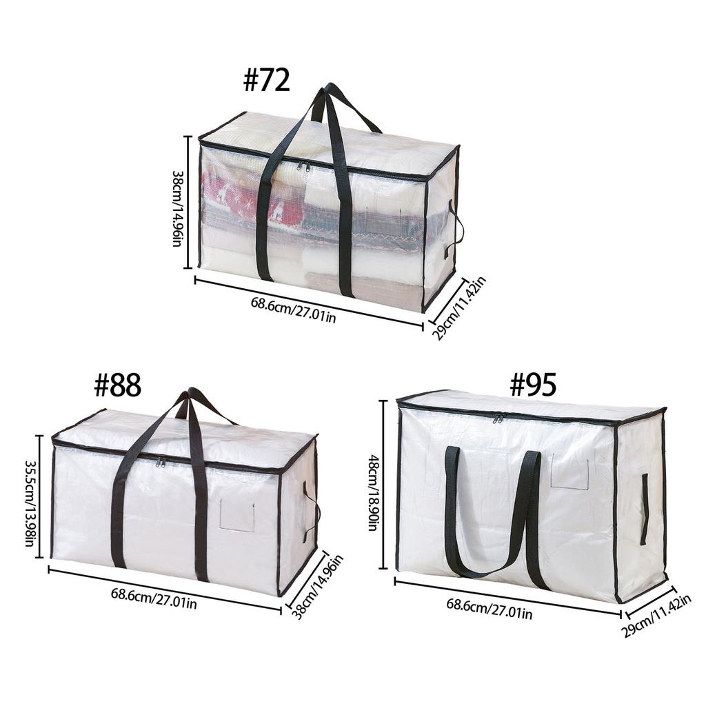 Sturdy Net Handle Storage Bag See-Through Oversized Waterproof Pattern for Seasonal Clothes Bedding Organization