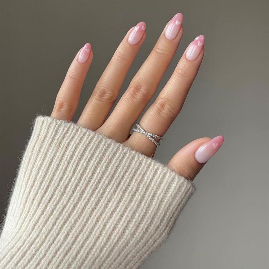 

Pink Heart Almond Gradient Fake Nails Set - 24 pcs