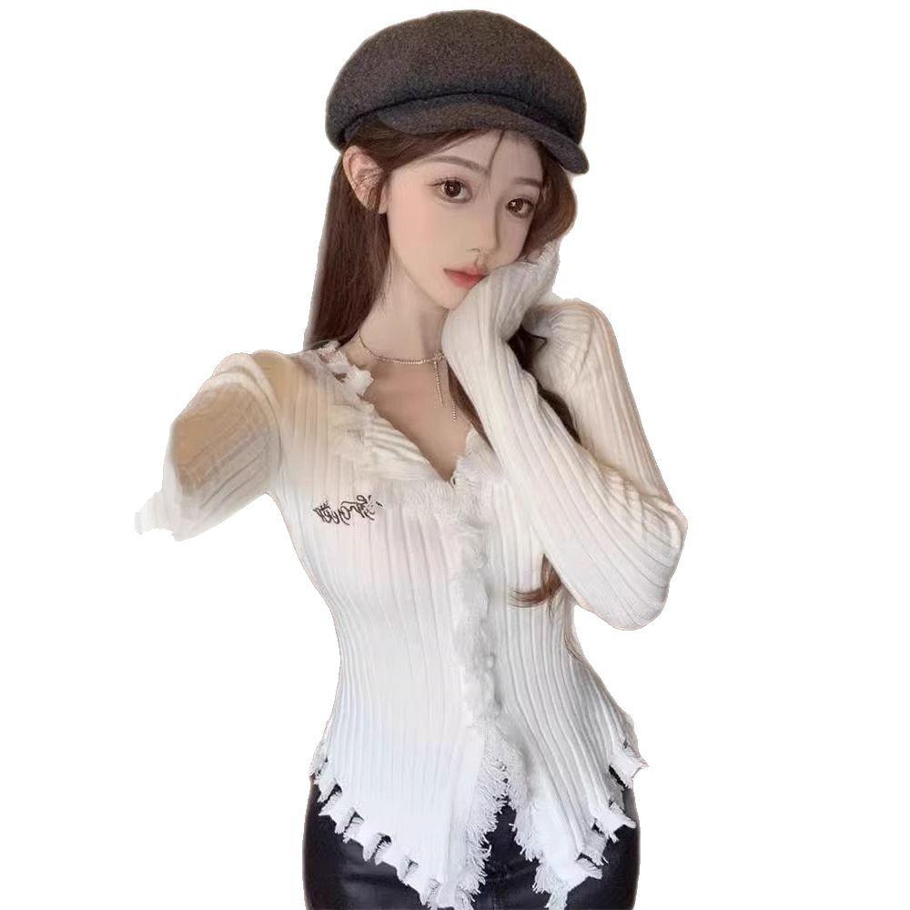 Women's Irregular Bodycon Knit Sweater - 2025 Spring/Autumn Long Sleeve Top