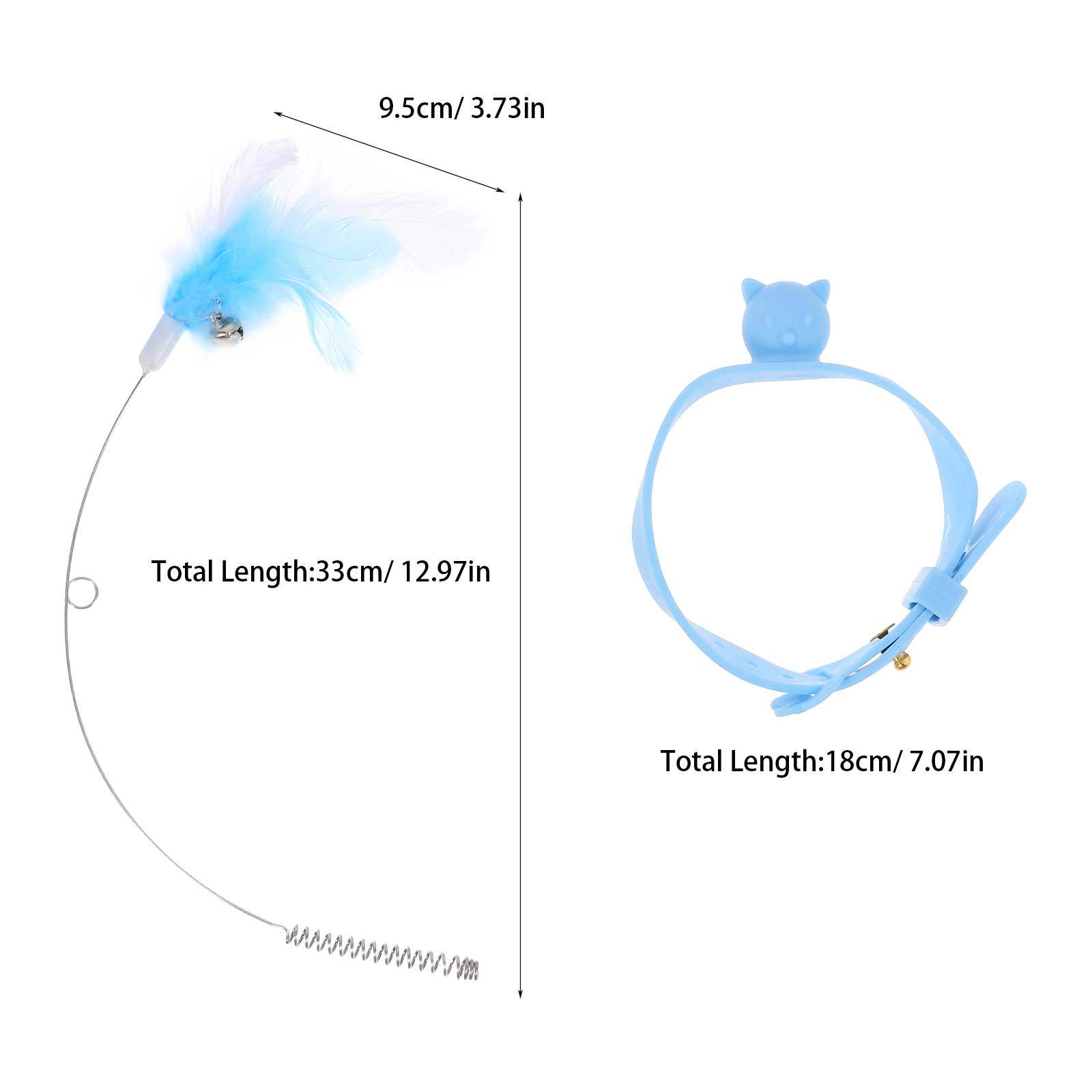 

Adjustable Silicone Cat Collar Interactive Teaser Wearable Cat Catch Stick for Indoor Pet Enrichment Kitten Teasing Toys синій