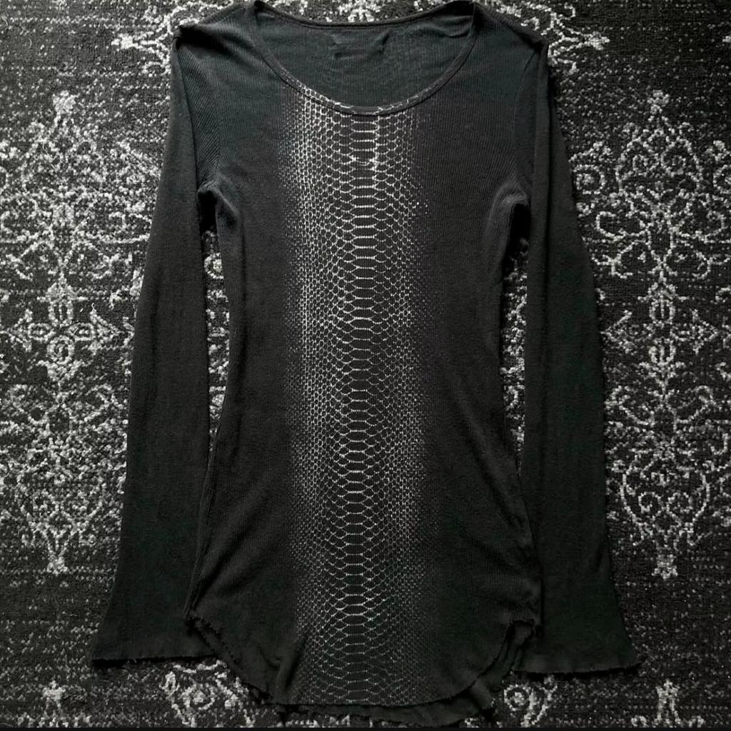 2KWEIRD Y2k Snakeskin Print T-shirt Grunge Aesthetics Long Sleeve Knitted Tops Vintage 2000s Streetwear American Retro