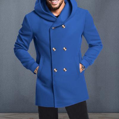 Pánská bunda s kapucí, dlouhým rukávem, dvouřadá, větrovka s kapsami Jednobarevné Slim Fit Ležérní oblečení