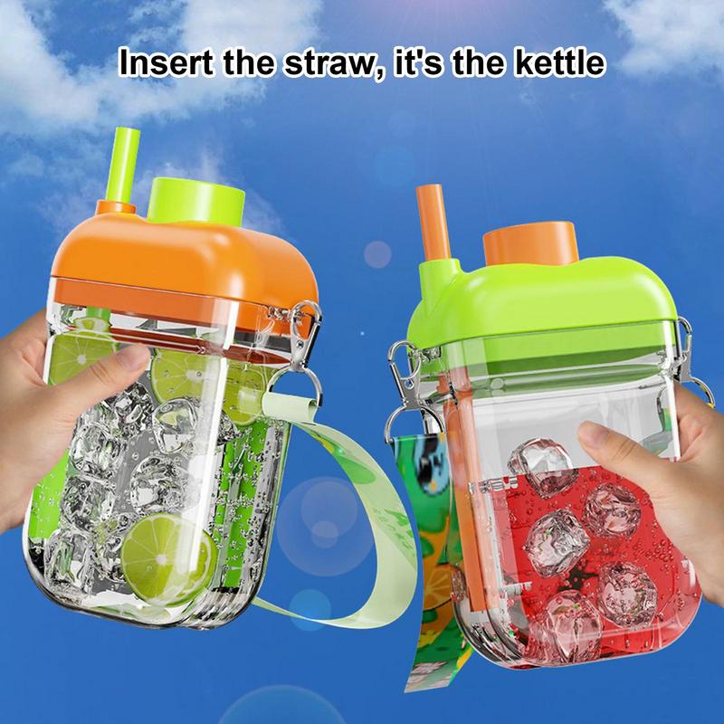 

detachable Ice Tray Bottle With Straw 2 In 1 Ice Cube Bottle Portable Silicone Ice Cube Maker Reusable Icecup Ice Cube Mold Tool оранжевый