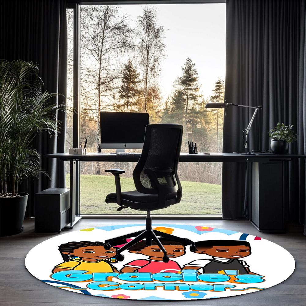Gracie's Corner Printed Round Rug Carpet Chair Rug Area Rug Entryway Doormats,for Office Chair Living Room Bedroom Kitchen Room.