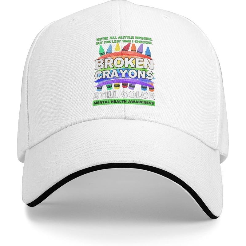 

Сломанные Мелки Все Равно Рисуют Кепка Бейсболка с Логотипом Осознания Психического Здоровья Полиэстер Регулируемая Snapback Повседневная Кепка для Взрослых One Size