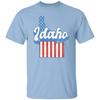 Idaho US Flag Unisex T-Shirt American Patriotic ID State Tee White Ash Blue