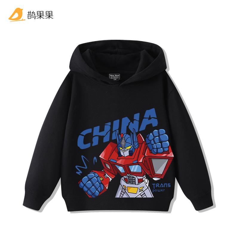Jungen Super Handsome Transformers Kapuzenpullover mit Print – Kinder-Herbst- und Wintermode, warmer Fleece-Hoodie