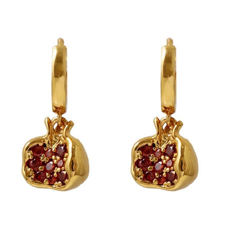 Pomegranate Pendant Earrings/Necklace Elegant Zircons Fruit Jewelry for Women