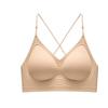 Seamless Backless Push-Up Bra: Thin Strap U-Shape Halter, No Empty Cup, Invisible Nude Women's Tank Top.