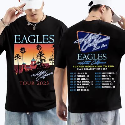 Amerykańskie Zespoły Rockowe Eagles Trasa Mężczyźni Kobiety Grafika T-shirt Wysoka Jakość Unisex Czysta Bawełna Nadruk Casualowe T-shirty z Krótkim Rękawem