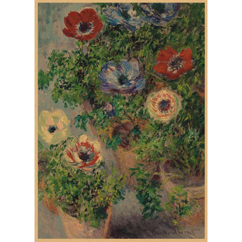 Monet Oil Painting Retro Kraft Paper Poster for Restaurant, Bar, Cafe Wall Decor