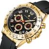 AKNIGHT Stylish and Popular Quartz Watch with Soft Silicone Luminous Analog Date Japanese Instruction Manual Black Men's Watch, Strap, Chronograph,