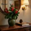 Vibrant Red Poinsettia Bunch for Home Artificial Flowers, Christmas Bouquet with Berries, Faux Silk Synthetic Flower Decoration Floral Stems