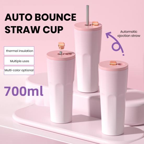 

Изолированная кофейная чашка емкостью 700 мл с крышкой 3-в-1. Термостакан из нержавеющей стали для горячих холодных напитков. Герметичная дорожная кружка с широкой соломенной бутылкой.