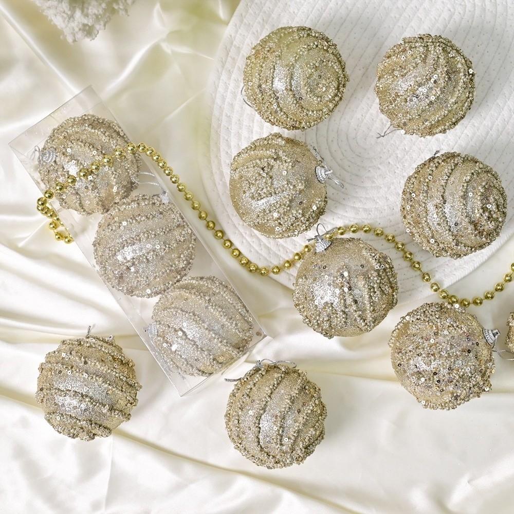 Foam Christmas Hanging Balls Champagne Xmas Balls Pendant Christmas Tree Ornaments  New Year