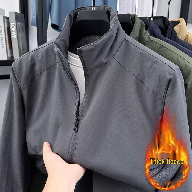 

Men s Fleece-Lined Autumn/Winter Sports Windbreaker - Simple, Loose, Fashionable Jacket with High-End Feel M for 100-125 Jin