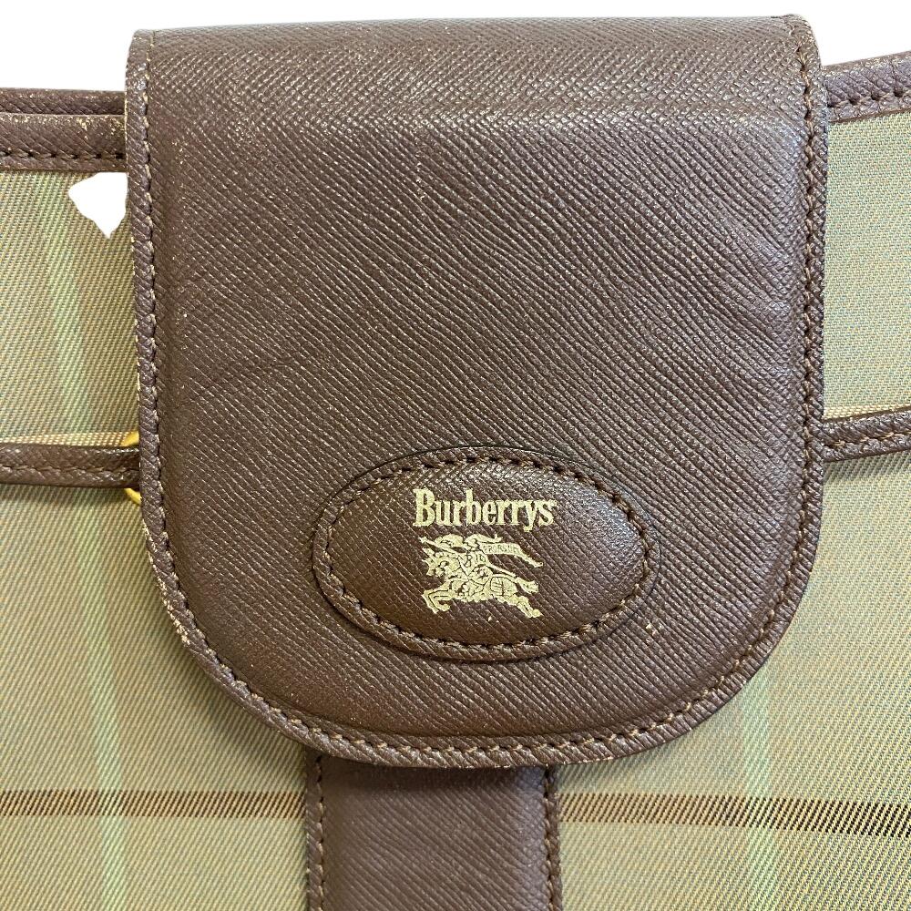 Burberrys purse Mega check canvas Shoulder Bag Khaki green canvas mens Used