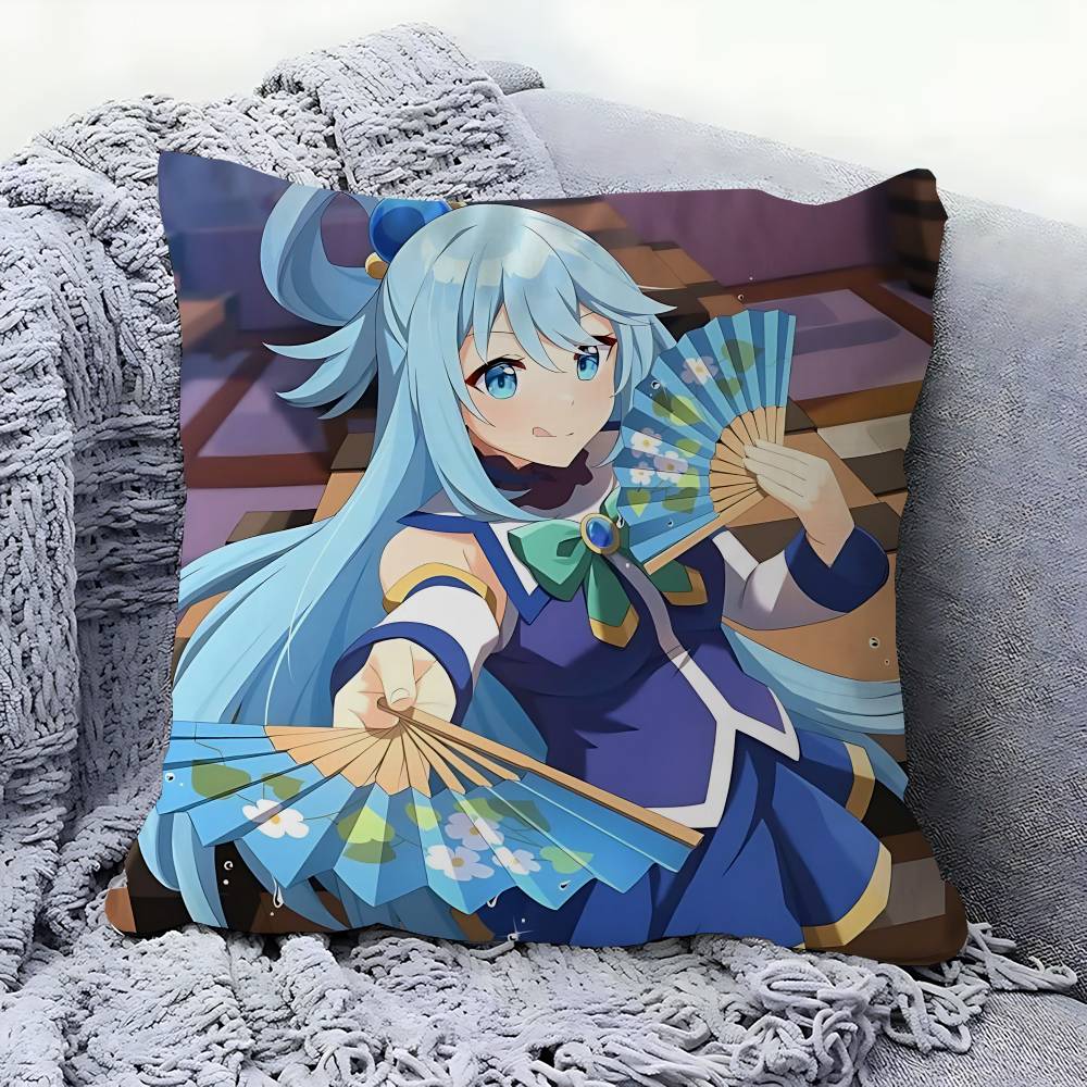 Anime-Konosuba Aqua Pillow Cushion Cover Pillowcase Living Room Sofa Home Decor Customized