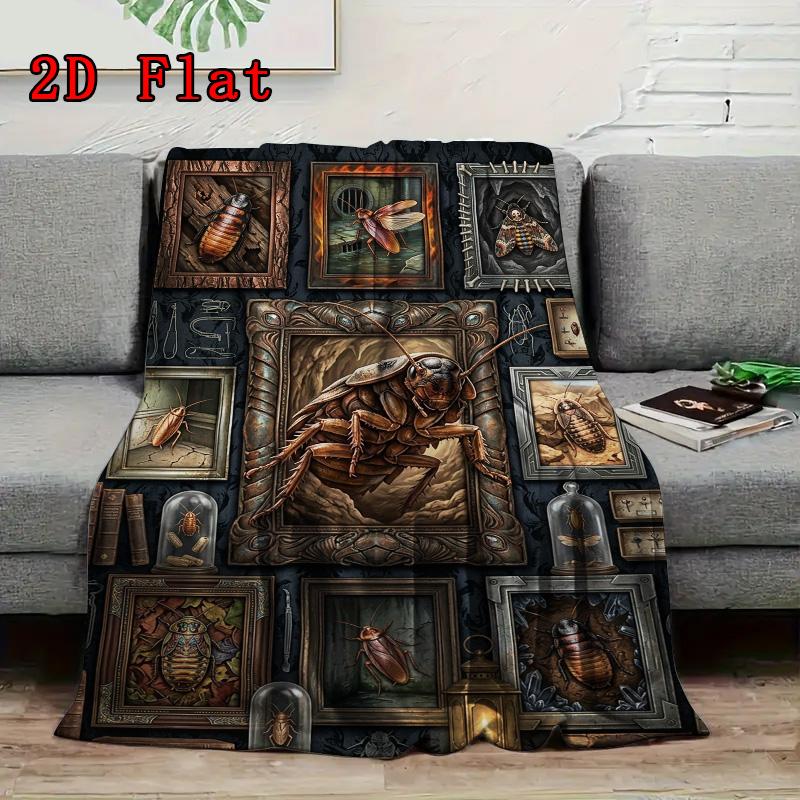 Insect Taxidermy Collection 2D Flat Pattern Flannel Blanket, High quality All Seasons, Home Decor, Warmth and Comfort, Perfect for Christmas Gifts.